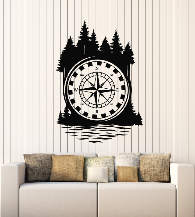 Vinyl Wall Decal Adventure Forest Wind Rose Compass Stickers Mural (g1690)
