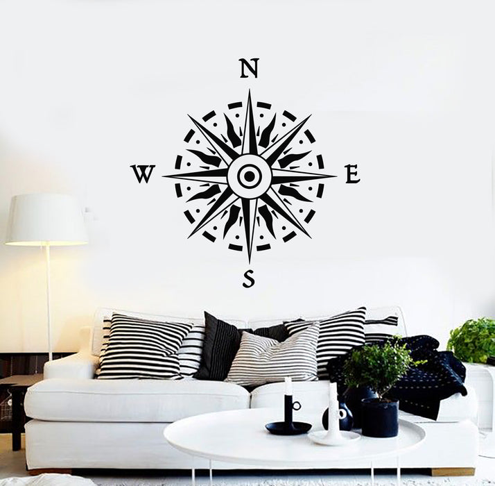 Vinyl Wall Decal Compass Geography Travel North South West East Stickers Mural (g281)
