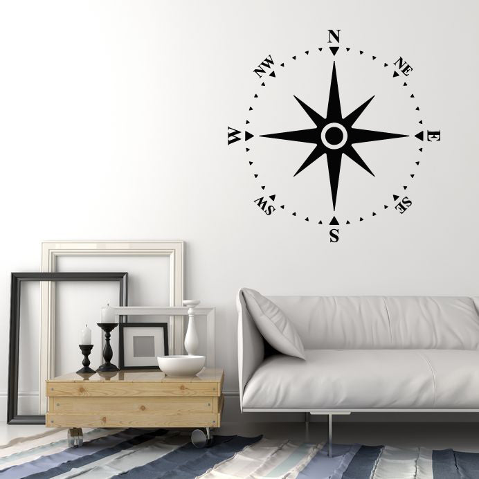 Vinyl Wall Decal Compass Navigation Nautical Sea Ocean Style Stickers Mural (g344)