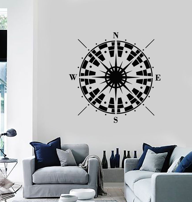 Vinyl Wall Decal Compass Nautical Art School Class Room Art Stickers Mural (ig5277)