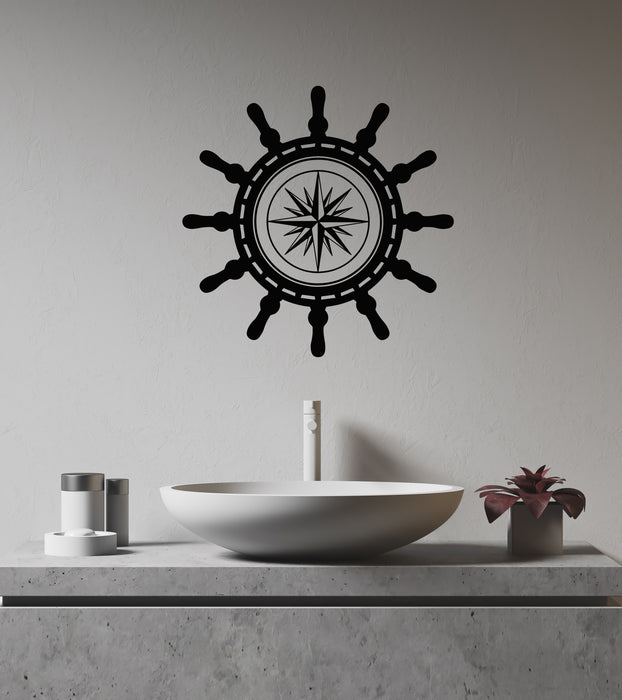 Vinyl Wall Decal Ship Wheel Compass Nautical Marine Style Interior Stickers Mural (ig5968)