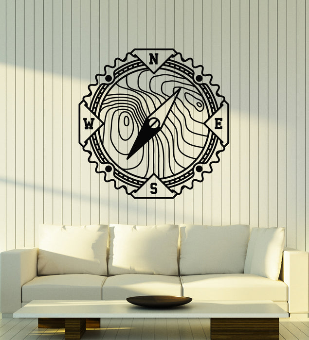 Vinyl Wall Decal Compass Side of World Nautical Adventure Stickers Mural (g1358)
