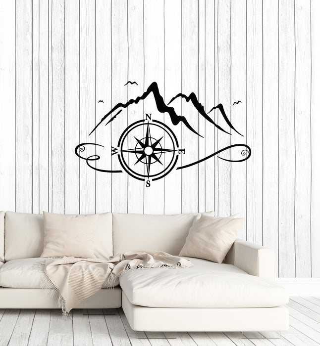 Vinyl Wall Decal Compass Nature Mountains Bird Freedom Stickers Mural (g1634)