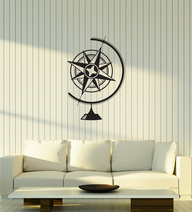 Vinyl Wall Decal Globe Compass Geography School Classroom Interior Stickers Mural (ig5776)