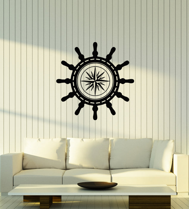 Vinyl Wall Decal Ship Wheel Compass Nautical Marine Style Interior Stickers Mural (ig5968)