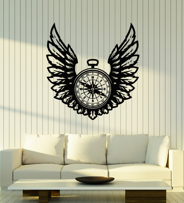 Vinyl Wall Decal Wind Rose Compass Wings Sea Nautical Decor Stickers Mural (g4382)