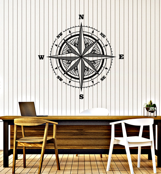 Vinyl Wall Decal Compass Nautical Travel Tourism Sea Style Stickers Mural (g6423)