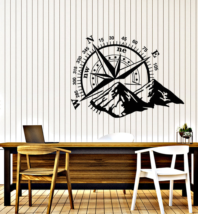 Vinyl Wall Decal Tourism Mountains Adventure Compass Inspiring Stickers Mural (g7734)