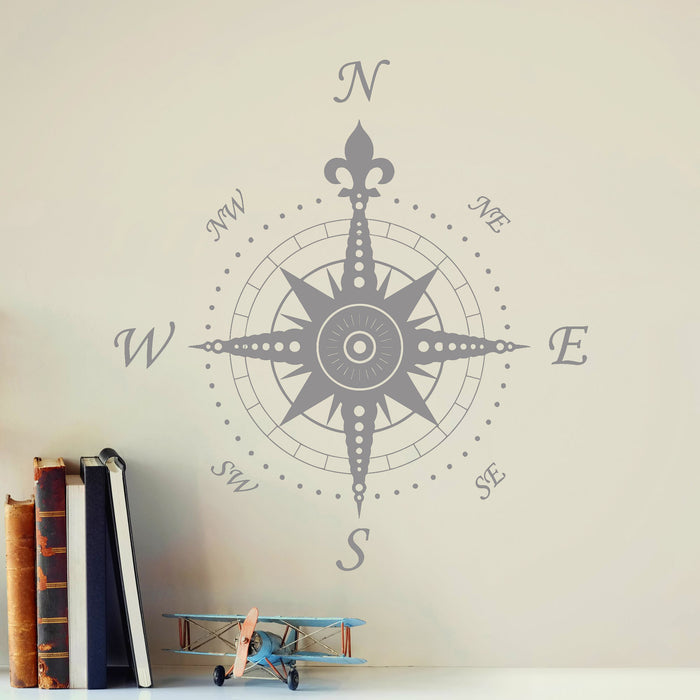 Wall Decal Compass Rose Home Decoration Geography Travel Vinyl Stickers Unique Gift (ig2906)