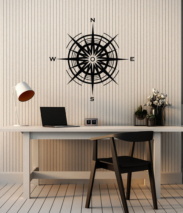 Vinyl Wall Decal Compass Rose Of Winds Sea Nautical Marine Style Stickers Mural (g6807)