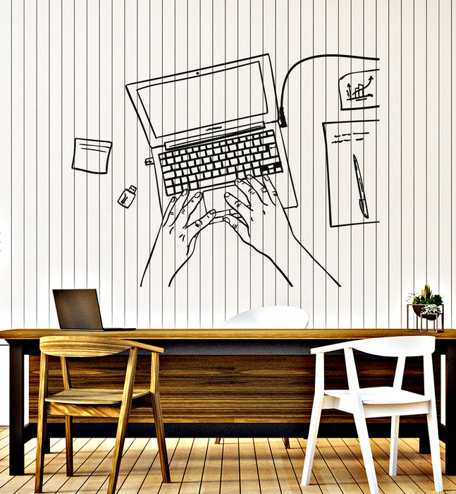 Vinyl Wall Decal Sketch Computer Laptop Office Space Work Stickers Mural (g7388)