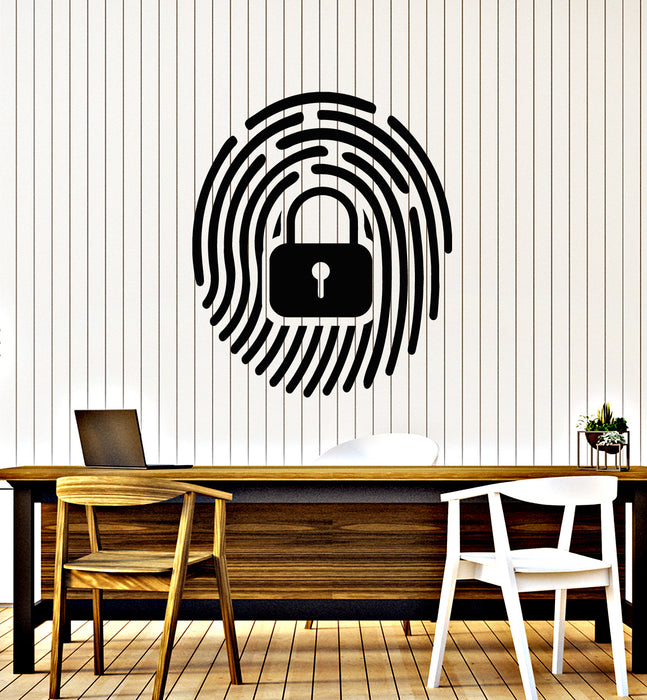 Vinyl Wall Decal Confidential Private Secret Lock Thumbprint Stickers Mural (g3365)