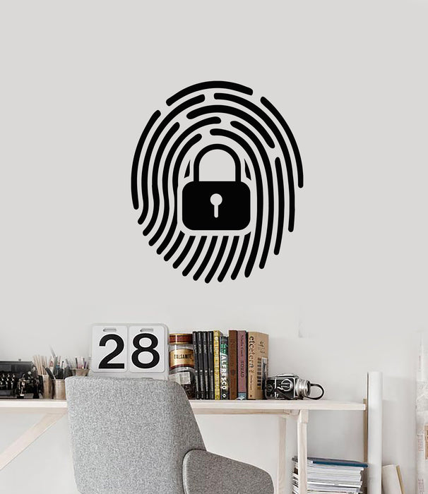 Vinyl Wall Decal Confidential Private Secret Lock Thumbprint Stickers Mural (g3365)