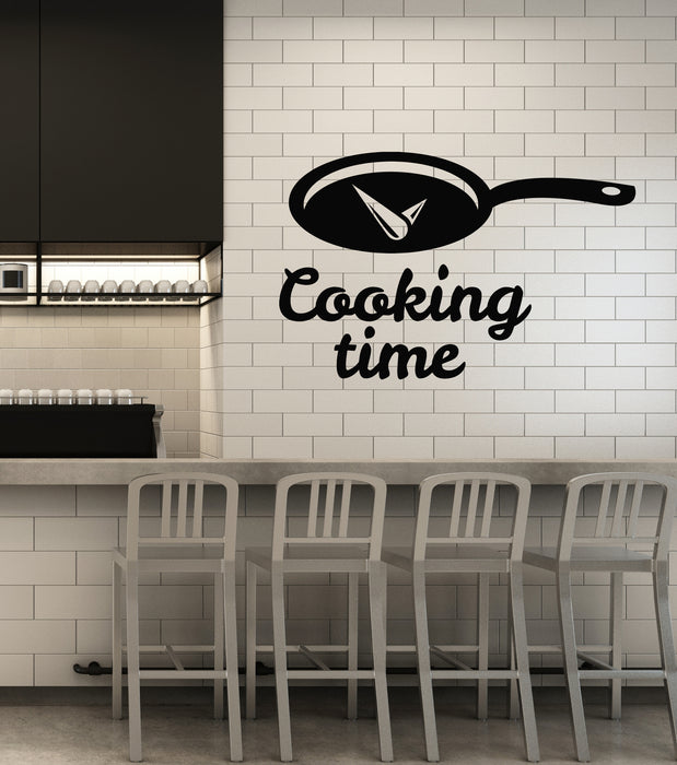 Vinyl Wall Decal Cooking Time Frying Pan Clock Dining Room Stickers Mural (g4426)