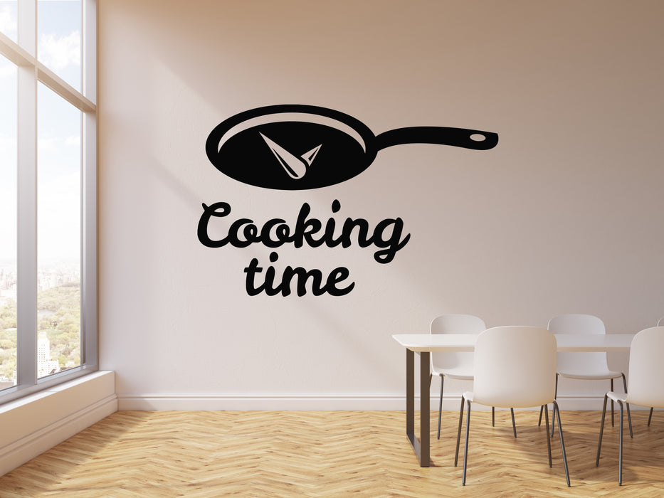 Vinyl Wall Decal Cooking Time Frying Pan Clock Dining Room Stickers Mural (g4426)
