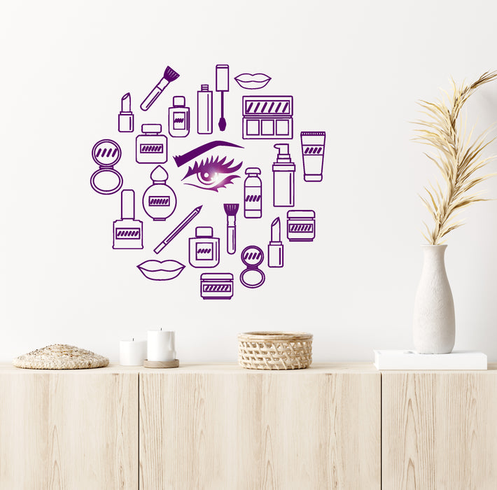 Vinyl Wall Decal Makeup Cosmetics Woman Girl Beauty Shop Stickers Uniq ...