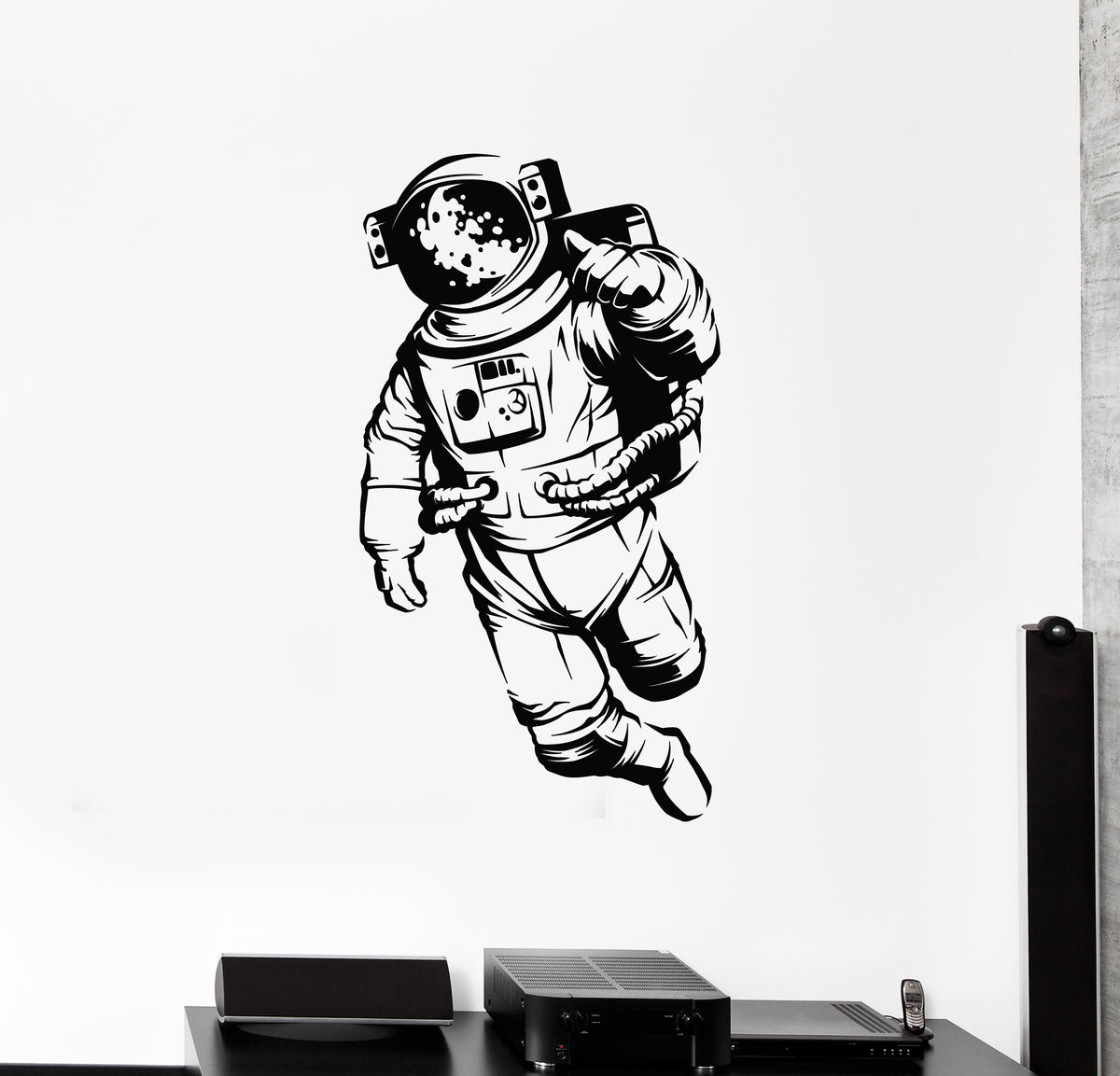 Vinyl Wall Decal Space Astronaut Universe Kids Room Thumb Up Stickers ...