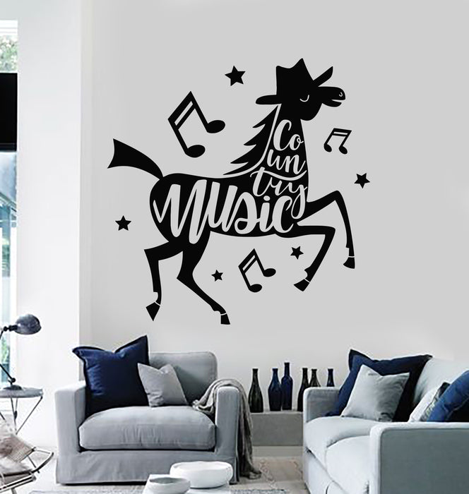 Vinyl Wall Decal Country Music Horse Musical Notes Stickers Mural (g3026)