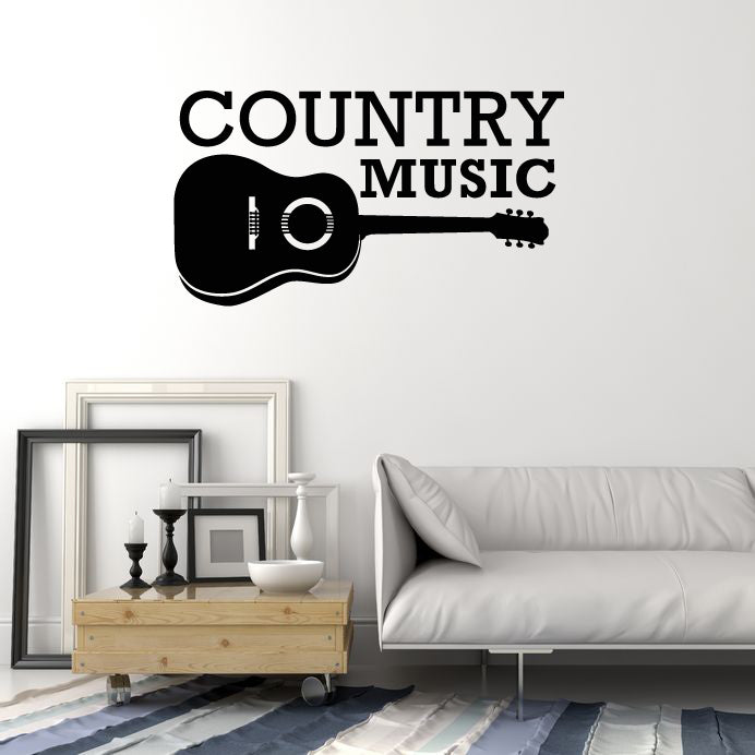 Country Music Vinyl Wall Decal Decor for Musical Instrument Shops Cafe Guitar Lettering Stickers Mural (k033)