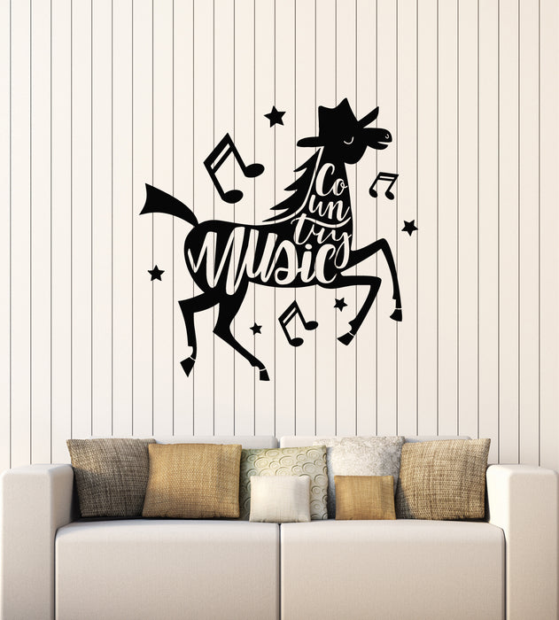 Vinyl Wall Decal Country Music Horse Musical Notes Stickers Mural (g3026)