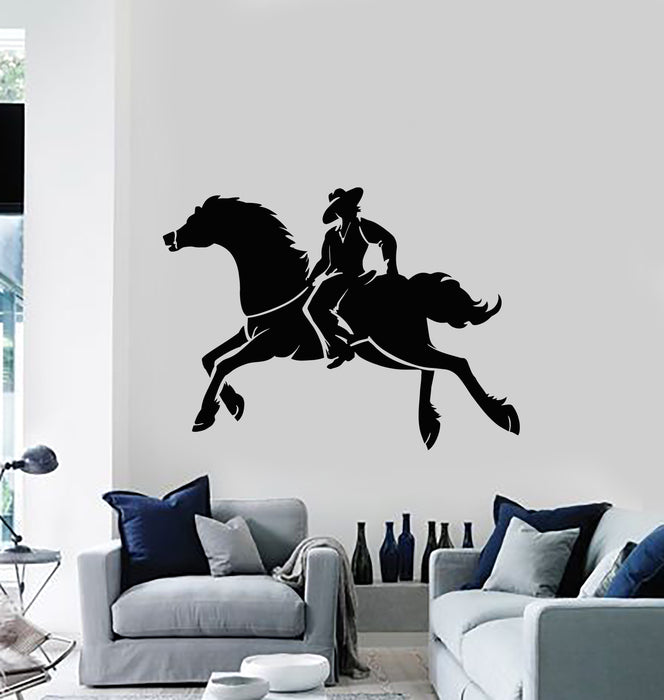 Vinyl Wall Decal Cowboys Riding Horse Western Texas Boys Room Stickers Mural (g772)