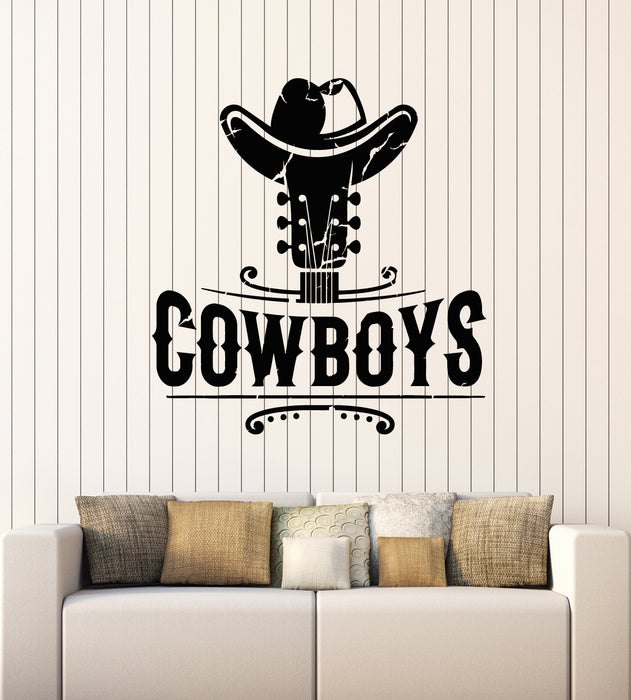 Vinyl Wall Decal Western Home Cowboy Hat Texas Ranch Wild West Stickers Mural (g4029)