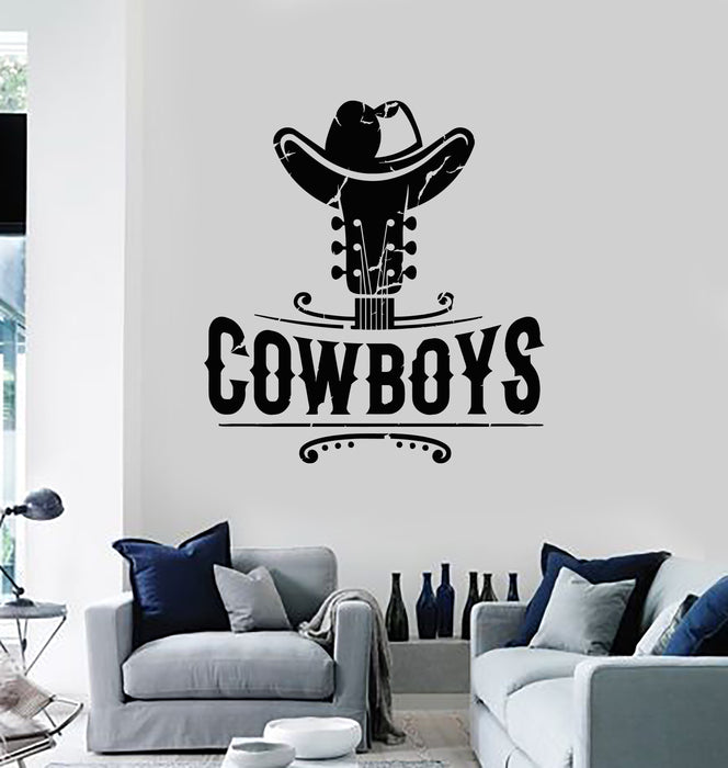 Vinyl Wall Decal Western Home Cowboy Hat Texas Ranch Wild West Stickers Mural (g4029)