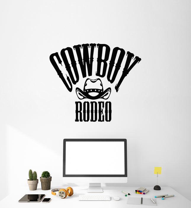 Vinyl Wall Decal Rodeo Cowboy Ranch Hat Western Decor Stickers Mural (g4217)