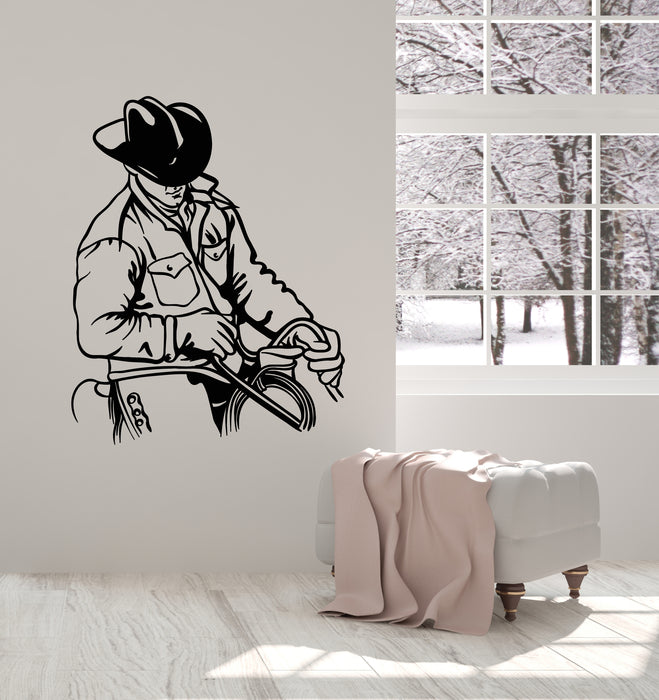 Vinyl Wall Decal Western Cowboy Rider Hat Texas Wild West Stickers Mural (g4396)