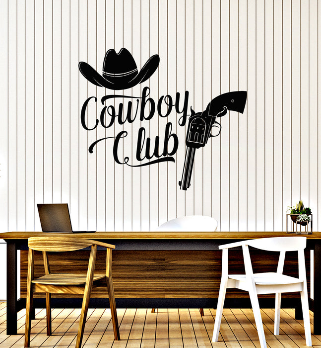 Vinyl Wall Decal Guns Hat Cowboy Club Wild West Cab Western Texas Stickers Mural (g6544)