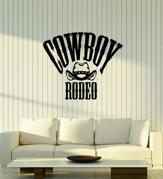 Vinyl Wall Decal Rodeo Cowboy Ranch Hat Western Decor Stickers Mural (g4217)