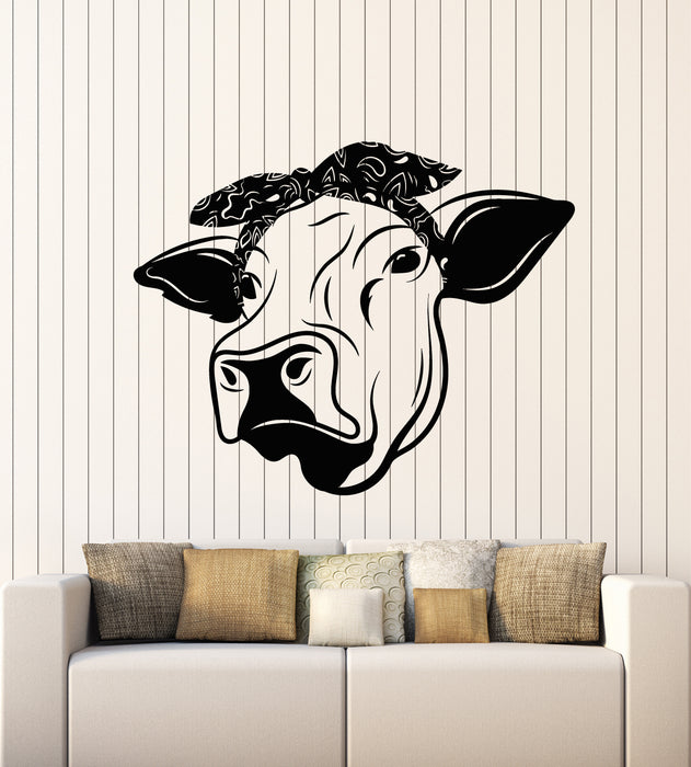 Vinyl Wall Decal Funny Cow Head Farm Animal Dairy Milk Stickers Mural (g5258)