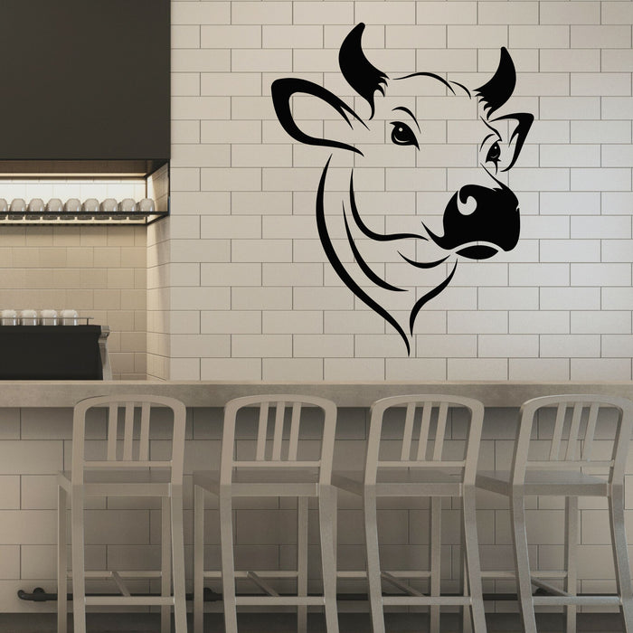 Vinyl Wall Decal Cow Head Farm Product Animal Village Decor Stickers Mural (g8067)