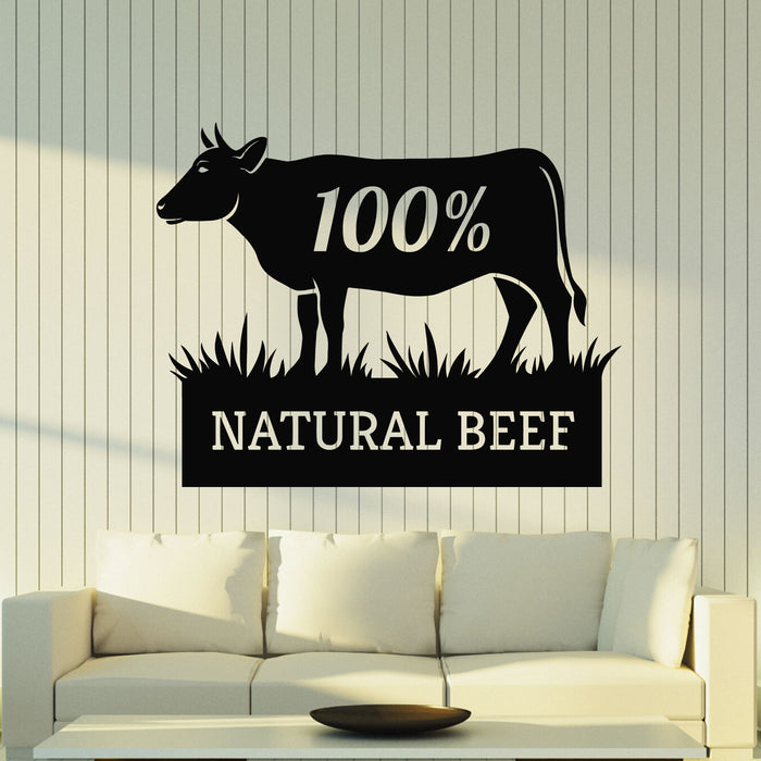 Vinyl Wall Decal Natural Beef Cow Butcher Farm Product Stickers Mural (g8114)