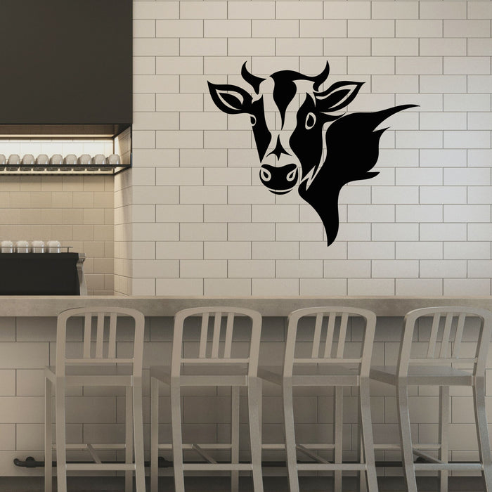Vinyl Wall Decal Cow Head Farm Product Animals Nature Stickers Mural (g8467)