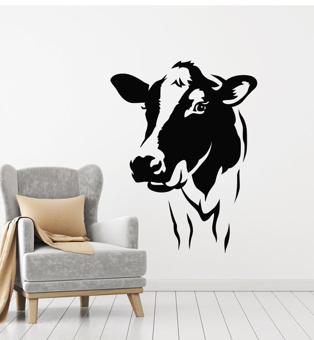 Vinyl Wall Decal Cow Head Animal Dairy Farm Milk Village Decor Stickers Mural (g6780)