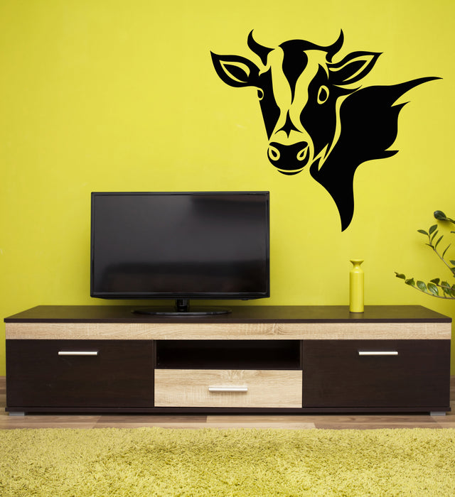 Vinyl Wall Decal Cow Head Farm Product Animals Nature Stickers Mural (g8467)