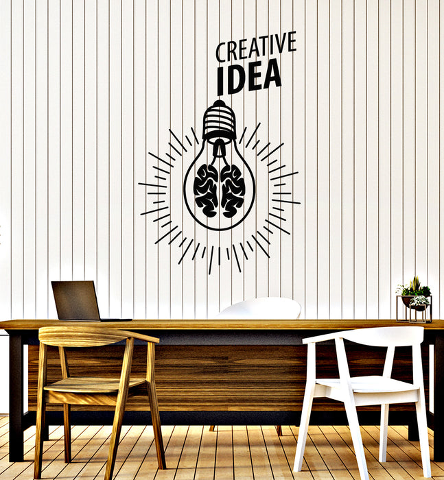 Vinyl Wall Decal Lamp Light Brain Creative Office Idea Stickers Mural (g1733)