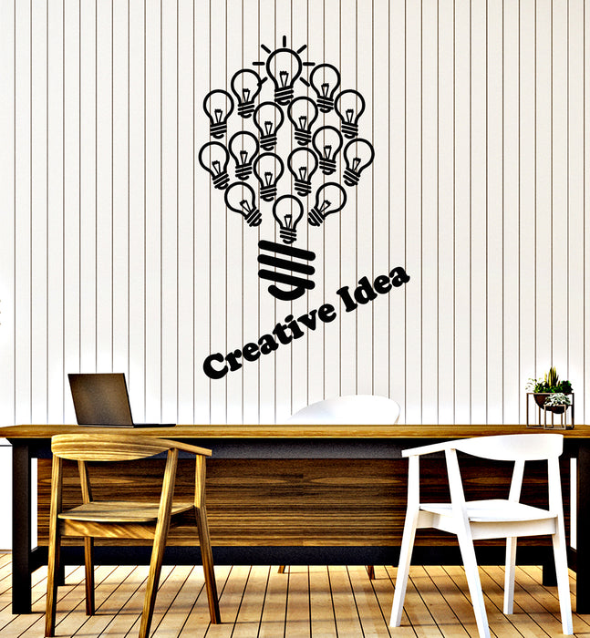 Vinyl Wall Decal Creative Idea Lamp Bulb Office Interior Teamwork Stickers Mural (g3221)