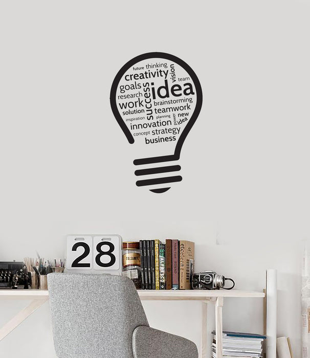 Vinyl Wall Decal Creativity Idea Lightbulb Teamwork Office Room Stickers Mural (ig5973)