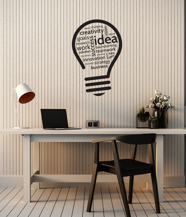 Vinyl Wall Decal Creativity Idea Lightbulb Teamwork Office Room Stickers Mural (ig5973)