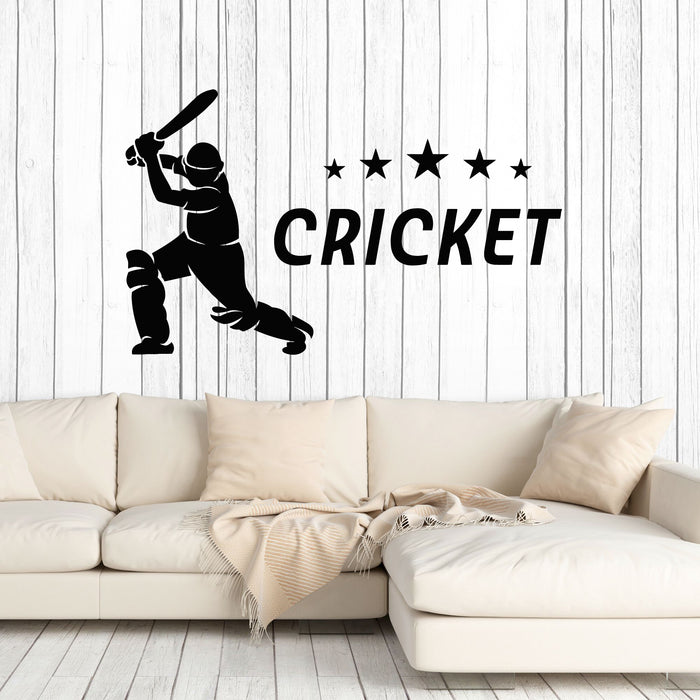 Vinyl Wall Decal  Cricket Sports Bit Word Team Game Players Stickers Mural (g8076)