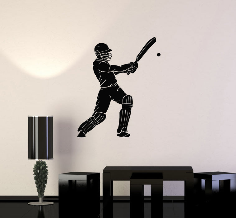 Vinyl Wall Decal Cricket Player Ball Sports Room Decor Art Stickers Mural (ig5625)