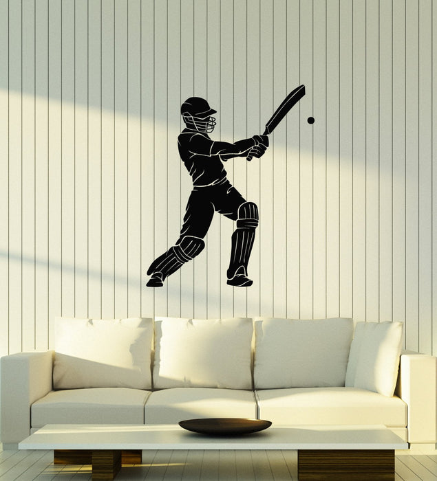 Vinyl Wall Decal Cricket Player Ball Sports Room Decor Art Stickers Mural (ig5625)