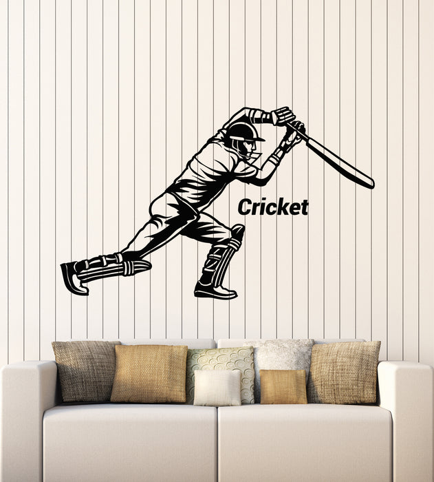 Vinyl Wall Decal Cricket Bat Game Player Sports Room Decor Stickers Mural (g2990)
