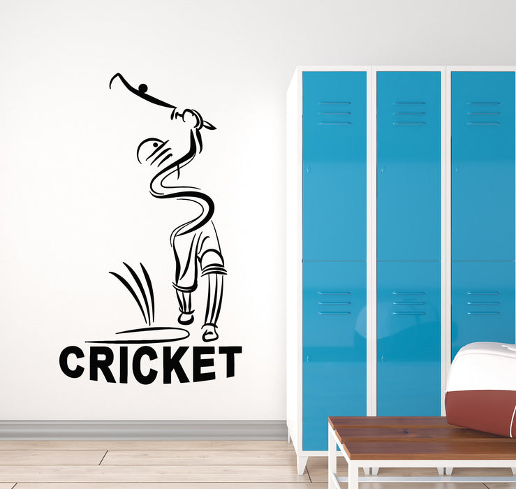 Vinyl Wall Decal Abstract Cricket Player Sports Bit Team Game Stickers Mural (g8107)