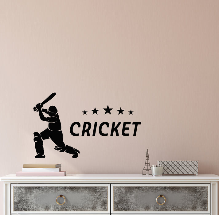 Vinyl Wall Decal  Cricket Sports Bit Word Team Game Players Stickers Mural (g8076)