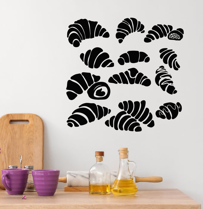 Vinyl Wall Decal Croissant Baker Store Baking Products Dessert Stickers Mural (g6746)