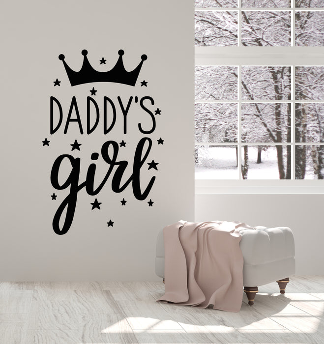 Vinyl Wall Decal Crown Daddy's Girl Quote Nursery Little Princess Stickers Mural (g639)