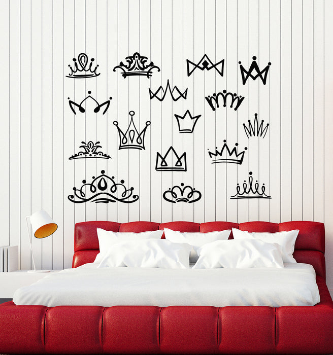 Vinyl Wall Decal Crowns Little Princess Bedroom Girl Room Stickers Mural (g4803)